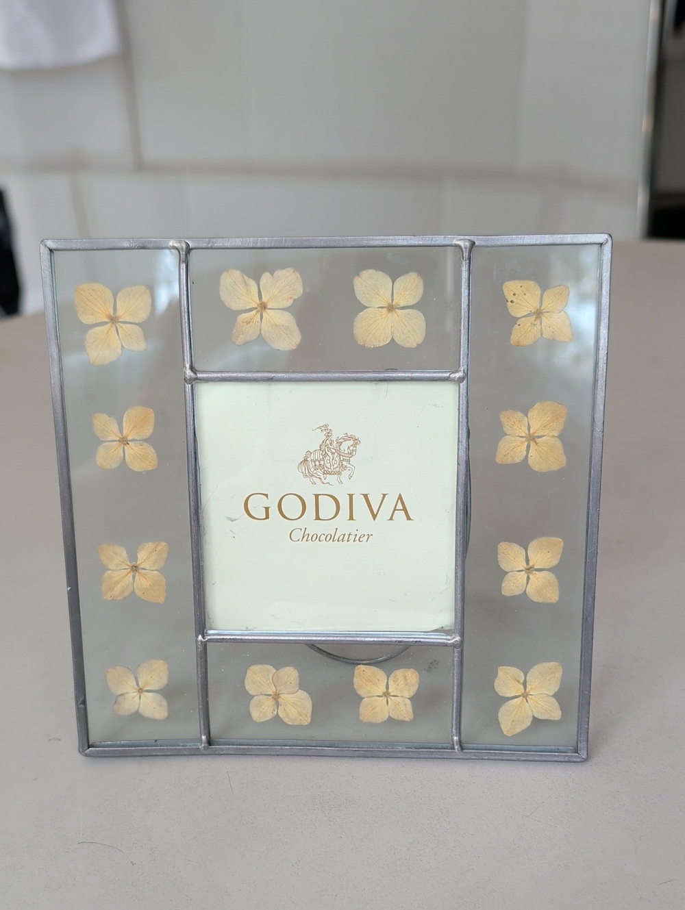 Godiva Decorative Pressed Flowers Floral Glass Picture Frame